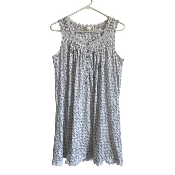 Eileen West sleeveless knee length nightgown pleated white bicycles cotton Small - Picture 1 of 7